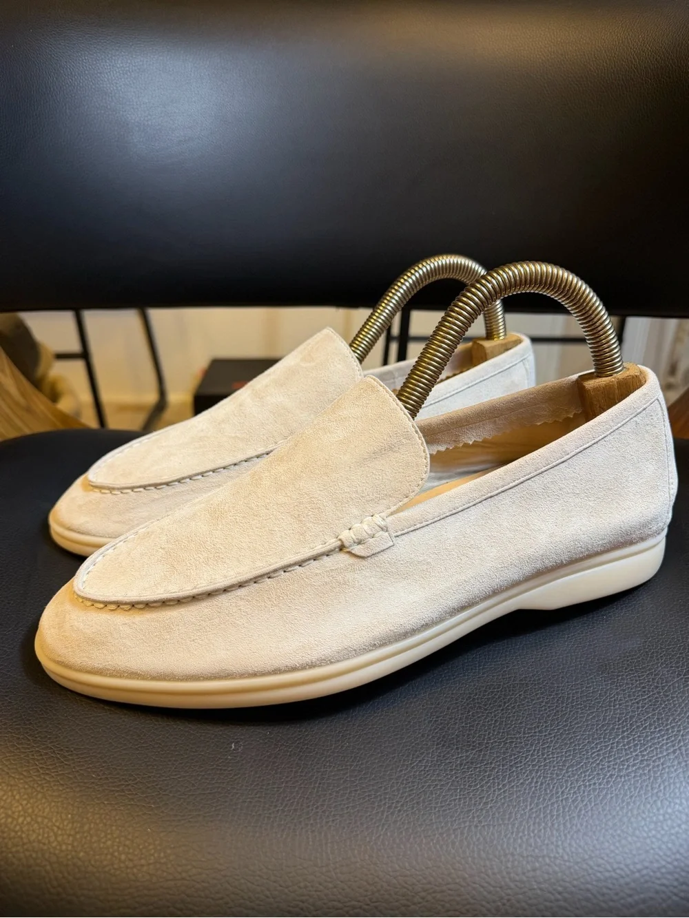 Loro Piana Summer Walk Suede Loafers Classic Beige EU42 New Unworn Italy